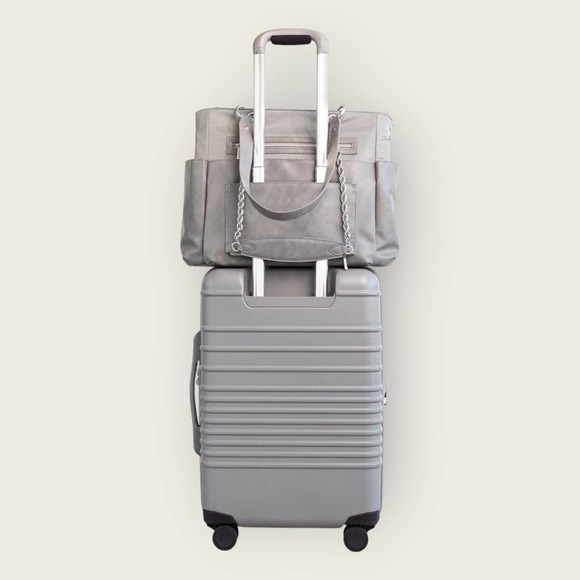 BEIS The Diaper Bag | Grey | Baby Purse Nylon Leather Trim Laptop Shoulder Strap - Picture 9 of 10